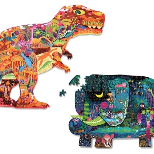 280PCS Wooden Puzzles Kits Montessori Toys Kids Large Bricks Elephant Educational Toys For Children Dinosaur Puzzles Baby Toy