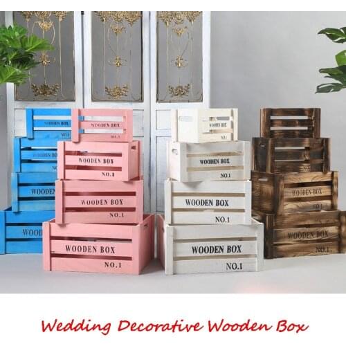 4pcs/set New Sen wedding props wooden storage box Mori wedding stage decoration ornaments wooden frame Home Party Garden Display