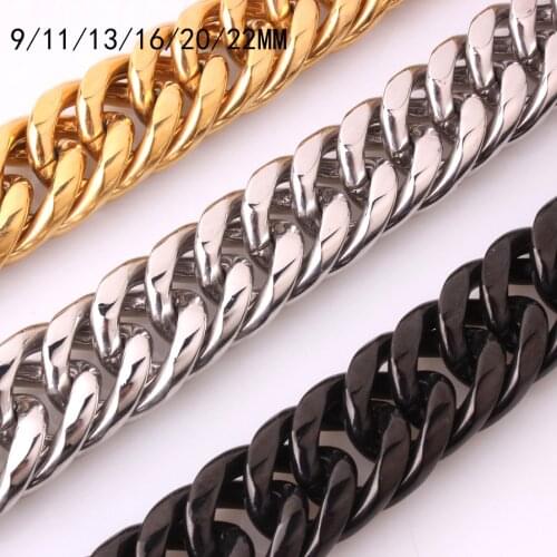 9-22MM Multi-Size Silver Color/Gold/Black Stainless Steel Smooth Solid Double Round Stainless Stee Mens Womens Necklace Jewelry