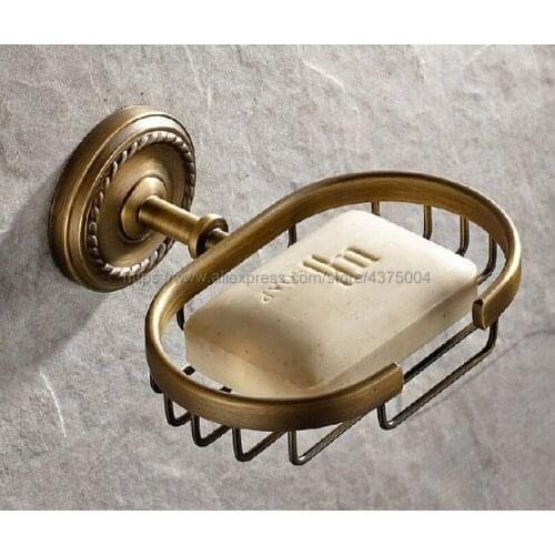 Antique Brass Basket Wall Mounted Soap Dish Holder Soap Box Oval Shape Basket Bathroom Accessories Nba100