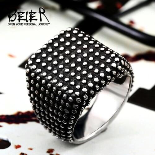 Beier 316L Stainless Steel camber Single Antique silver Couple Fashion Simple High Quality Wholesale jewelry Ring LR528