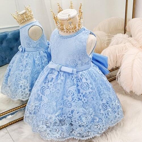 White Baptism Dress 0-24M Birthday Dress For Baby Girl Clothes Beading Princess Dress Ball Gown Party Dresses 1- 5 Years