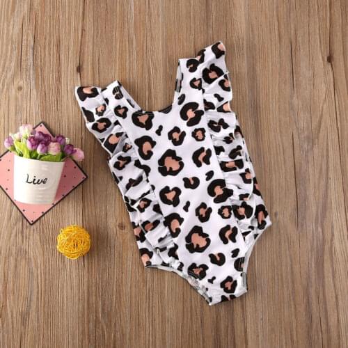 Kids Baby One-Piece Suits Summer Girl Ruffle Print Bikini Swimwear Swimsuit Bathing Beach Beach Wear Sleeveless Print Ruffles