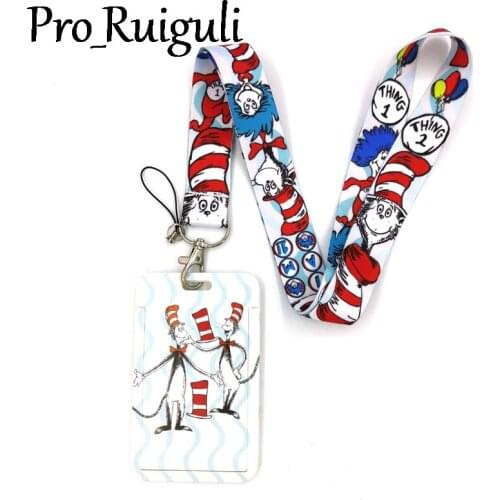 Dr seuss Christmas Cats Creative Lanyard Card Holder Student Hanging Neck Phone Lanyard Badge Subway Access Card Accessories