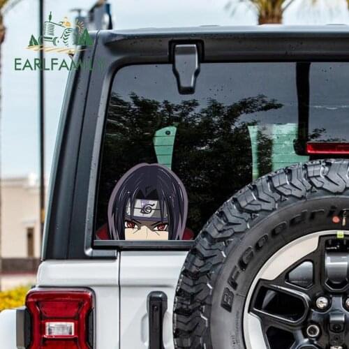 EARLFAMILY 26cm x 20.4cm for ITACHI Peeker Anime Peeking Sticker Window Car Vinyl Decal Car Truck Bumper Personality Decoration
