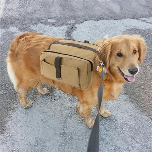 Canva Pet Dog Saddlebags Pack Hound Travel Camping Hiking Backpack Saddle Bag Large Dogs Pannier