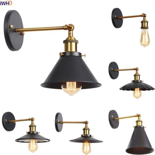 IWHD Black Retro Vintage Wall Light Fixtures Bedroom Living Room Loft Industrial Antique Edison LED Wall Lamp Home Lighting