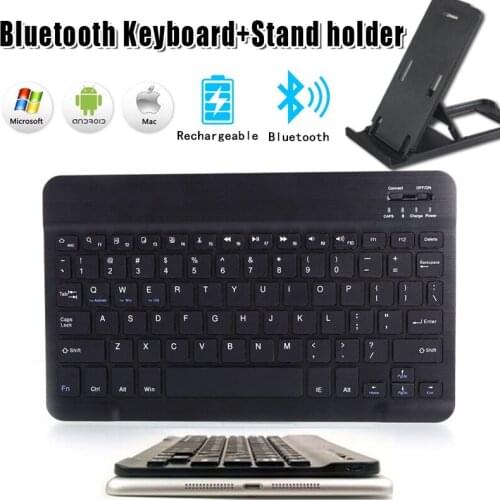 Keyboard Wireless Bluetooth Keyboard for Tablet Computer Phone Mini Rechargable Keyboard + (Tablet PC/Mobile Phone) Holder