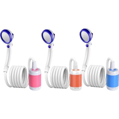 Portable USB Rechargeable Battery Shower Head Nozzles Kit With Electric Pump Hose Travel Shower Outdoor Camping Bathing