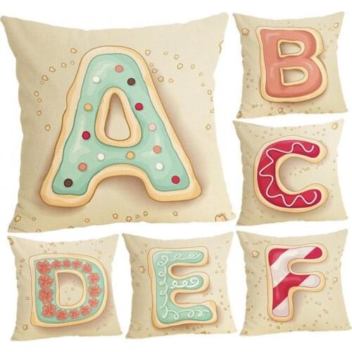 45x45cm Letter Single-sided Print Linen Sofa Cushion Cover Square Pillowcase