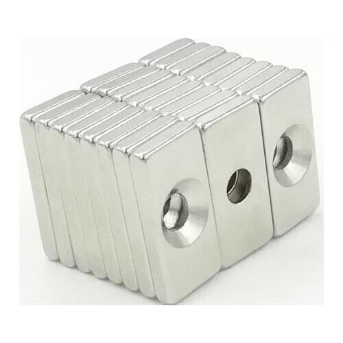 500pcs 20x10x3 Super Strong Countersunk Block Rare Earth Neodymium Magnets 20 x 10 x 3 mm Hole:4mm Free Shipping 20*10*3-4