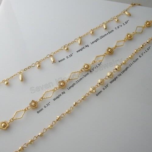 MIN ORDER 10$ /CAN MIX DESIGN /NEW - YELLOW GOLD SOLID GP FILLED BRASS ANKLET BRACELET THREE STYLES AVAILABLE SCRUB PARTS