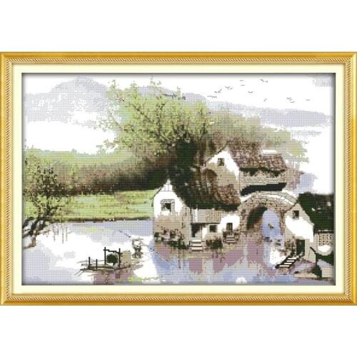 Joy Sunday Jiangnan Spring Pattern Cross Stitch Needle Kit 11 14CT DMC Canvas Print14CT Cross Stitch Kit DIY Gift HomeDecoration