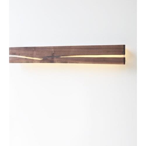 Wood Amber Crystal Crack Wall Lamp Black Walnut Oak Wood Storage Wall Lamp Light Shelf