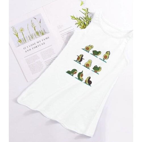 4T-9T Toddler Girl Dress Kids Clothes Cozy Girls Summer Dress Cartoon Avocado Sports Kawaii Pattern Dress For Girls Fashion Cute