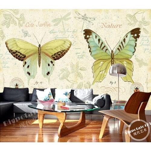 The custom 3D murals,Garden style pattern English butterfly flying papel de parede,living room sofa TV wall bedroom wall paper