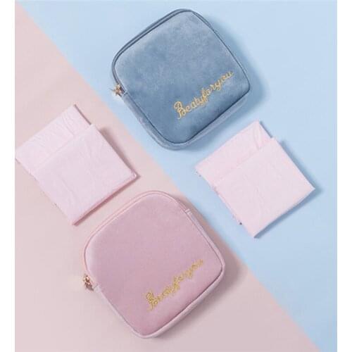 Portable Diaper Sanitary Napkin Storage Bag Canvas Pad Makeup Bag Coin Purse Jewelry Organizer Pouch Case Tampon Packaging
