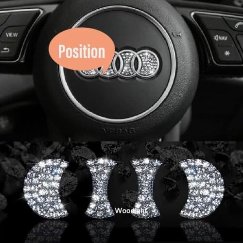 Wooeight Luxurious Diamond Steering Wheel Emblem Decoration Sticker 3D Circle Fit For Audi A1 A3 A/Q Class Interior Modification