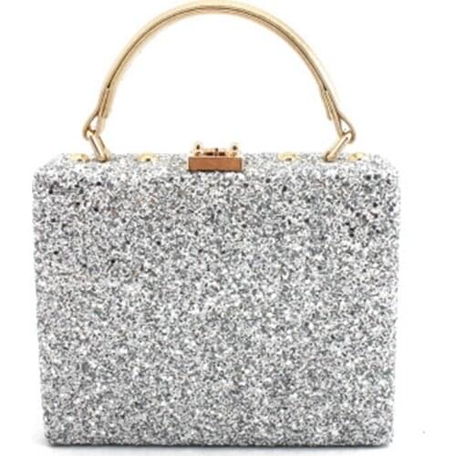 College style new glitter dinner bag dress bag banquet handbag shoulder diagonal female small square bag