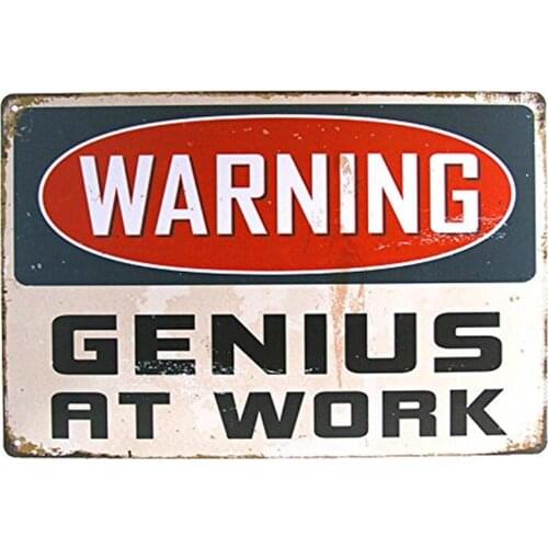 Metal Plate Vintage ?Poster Living Room Wall Decor, Waring Genius at Work Sign 8x12 Inches(M0027)