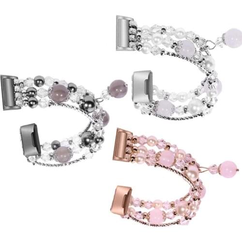 Jewelry Faux Pearl Beaded Elastic Stretch Watch Band Strap replacement Smart Watch Bracelet for FITBIT charge 3 watch band strap