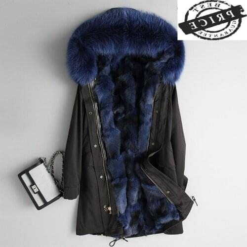Winter Jacket Women Parka Real Fur Natural Fox Fur Liner Thick Warm Coat Female Raccoon Fur Collar Clothes 2021 LWL1261