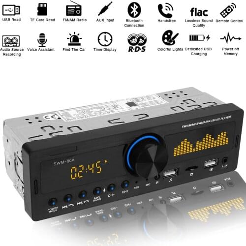 1 DIN 12V Bluetooth Car Stereo MP3 Player With Mic Alcohol Testing Function Multimedia Locator Car Radio USB/SD/AUX Input