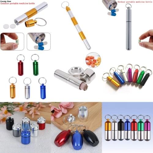 1PCS Portable WaterProof Aluminum Pill Box Cases Splitters Mini Keychain Medicine Bottle Storage Case Medicine Container