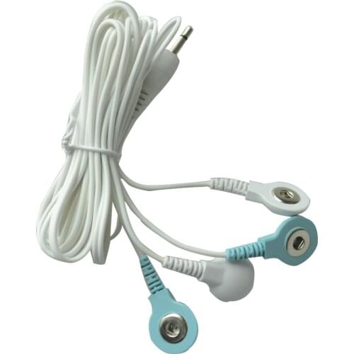 10pcs 4 Button In 1 Electrode Lead Wires Connecting Cable Blue White Head For Digital Therapy Massage Machine Wire Pin 3.5mm
