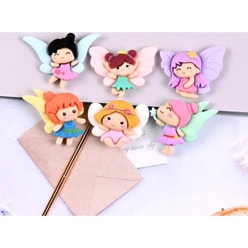 10Pcs Resin Cartoon Fairy Girl Cabochon Flatbacks Pendant Scrapbooking Craft DIY Hair Bows Accessories Phone Case Decoration