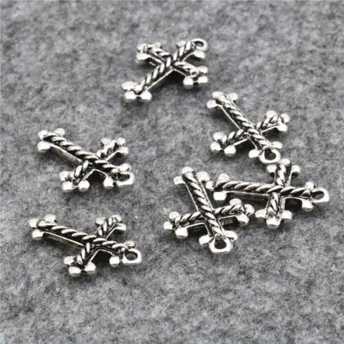 10PCS Lucky Cross Kaddish DIY Loose Finding Accessories Copper Metal Girl Jewelry Making Design Pendant Necklace Women 15x20mm