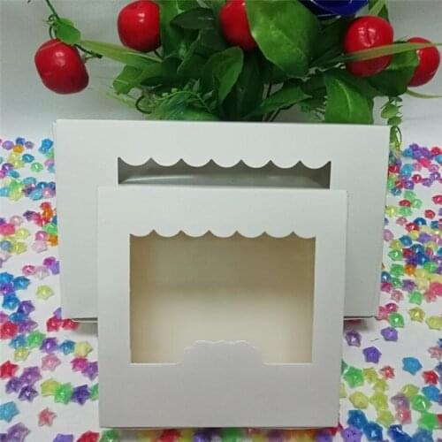 20Pcs Paper Gift Box With Window Wedding Party Kraft Paper Box 4/6/8 Cake Food Packaging Candy Cookies Cupcake packing boxes