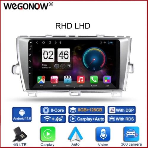 360 Panoramic Camera 6G+128G 8Core Android 10.0 Car DVD Player GPS WIFI Bluetooth RDS Radio For Toyota Prius 2009-2015 RHD LHD