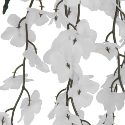 8x5-branch Artificial Wall Hanging Ivy Vine Fake Silk Flowers Home Decor White