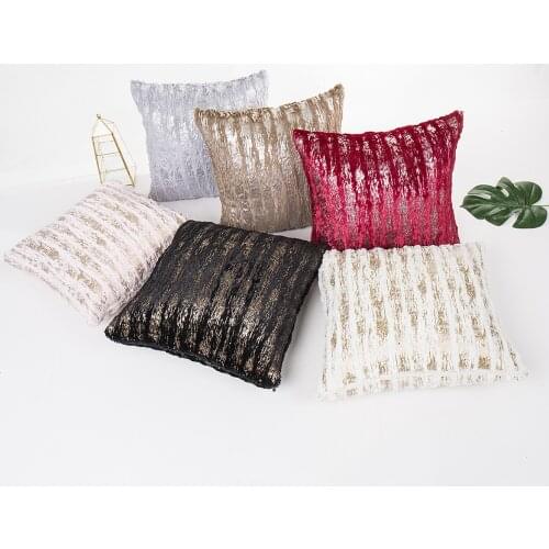 Crystal Velvet Bronzing Hot Silver Pillowcase Modern Nordic Simple Style Cushion Case Plush Decorative Sofa Seat Throw Pillows
