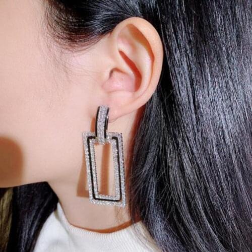 Exaggerated Big Earrings Evening Banquet Hall Long Crystal Jewelry Earrings Fashion New 2020 Factory Direct Rectangular Earrings