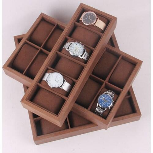 6/12 Slot Wood Watch Box Display Organizer Tray with Pillow Jewelry Organizer Container Fashion Watch Storage for Watch Jewelry