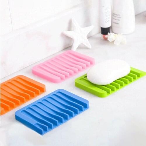 Bathroom Soap Holder Silicone Soapbox Dishes Holder Anti skidding Plate Flexible Soap Storage Tray Portable Bathroom Organizer