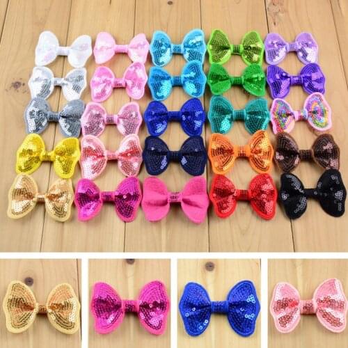 New Low Price 6CM Kids Hair Bow 128pc/lot Cute Shinny Sequin Butterfly Bowknot 32C For girls Headband DIY Accessories HDJ27