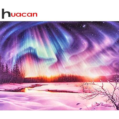 Huacan Full Square/Round Diamond Painting Landscape 5D DIY Diamonds Embroidery Kits Aurora Decorations Home