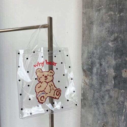 Ins Wave Point Dot Transparent Shoulder Bag Pattern Popular Fashion Beach Bags Pencil Bag Waterproof Totes Handbag Document Bag