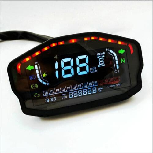 Universal speedometer+tachometer+odometer+oil level meter+beam turning light indicator for motorcycle instrument display gauge