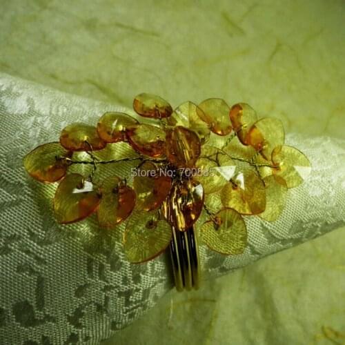 Yellow heart branch napkin ring, napkin holder