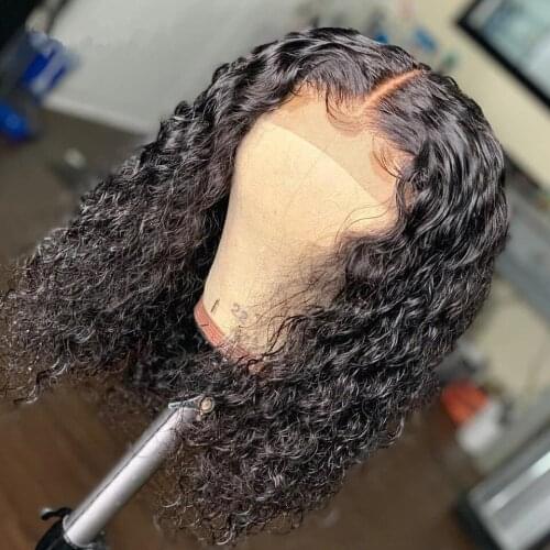 Malaysian Lace Human Hair Wigs Short Bob Curly Human Hair Wig 4*4 Lace Closure Wig For Black Women Pre-Plucked With Baby Hair