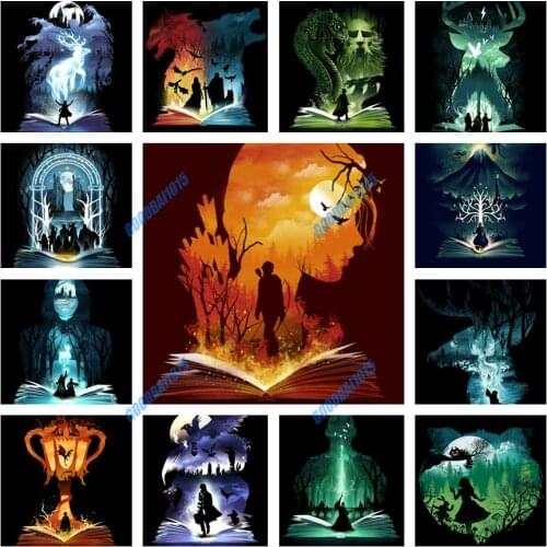 Cartoon Characters Wall Art Mosaic Cross Stitch Kits 5d Diy Diamond Painting Home Decor Diamond Embroidery Magical Book