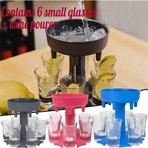 Party decanter 6-Cup glass dispenser and glass holder set