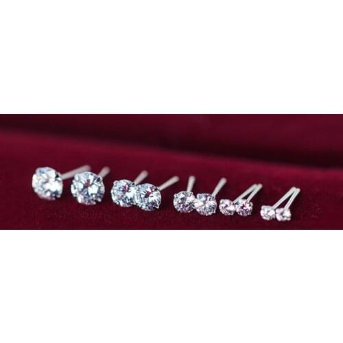 Real 925 Sterling Silver Zircon Stud Earrings For Fashion Women Party Punk Fine Jewelry Minimalist Geometric Accessories Gift