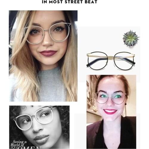 Cat Eye Glasses Frames For Women Metal frame Optical Fashion Eyewear Computer Glasses okulary zerowki
