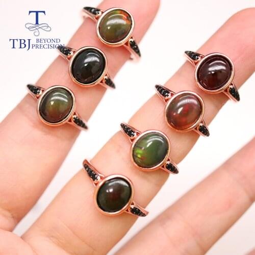 Black opal oval 8*10mm gemstone Ring Natural Ethiopia Opal jewelry 925 sterling silver fine jewelry for women limited quantity