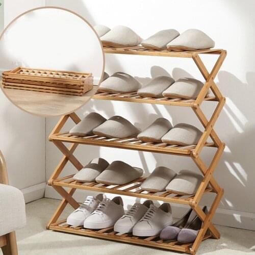 Free Installation Folding Multi-layer Shoe Rack Cabinet Simple Household Economic Bamboo Shoe Rack Portable Easy To Store Rack